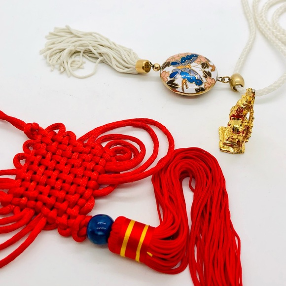 Vintage Asian Tassel / Cloisonné Necklace Lot - Picture 4 of 9